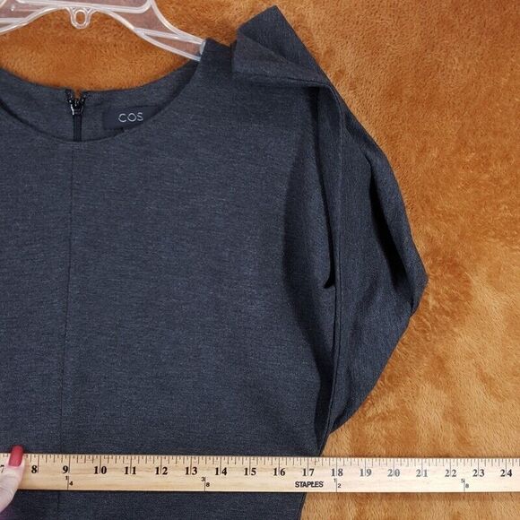 COS Dress Womens Size 42 Gray Midi Sheath Ponte Stretch Dolman Sleeve US 12 - Picture 6 of 9
